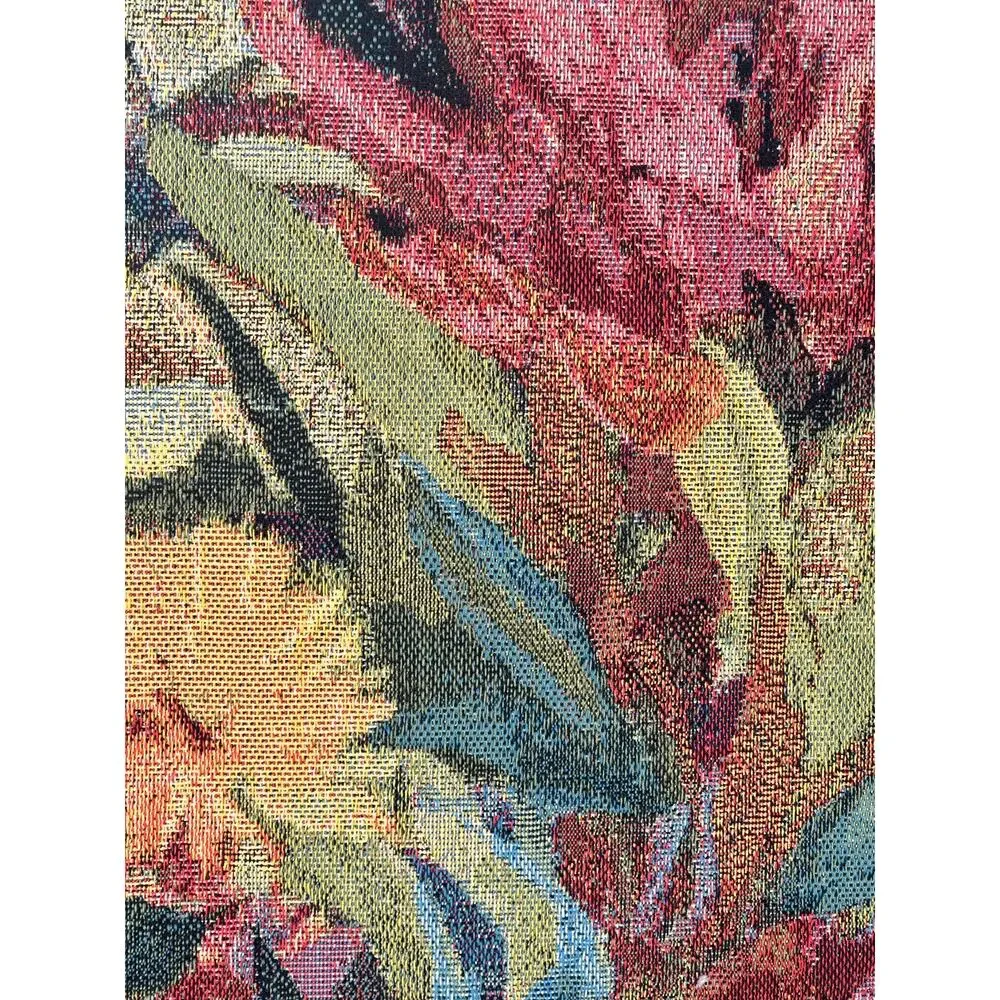 VTG Floral Tapestry Wall Hanging‎ Nature Garden Scene 30x29 USA Cottagecore BOHO